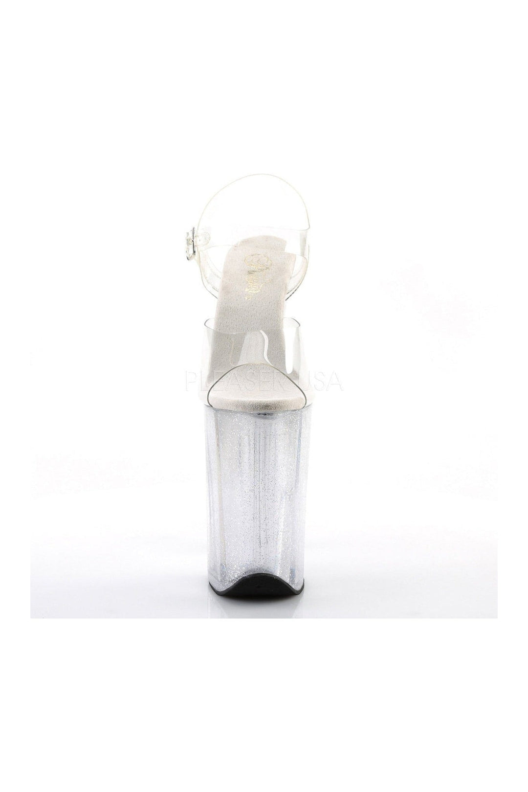 Pleaser INFINITY-908MG Platform Sandal in Clear Vinyl