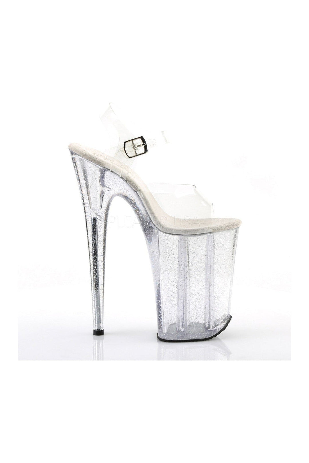 Pleaser INFINITY-908MG Platform Sandal in Clear Vinyl