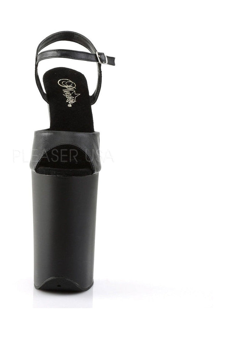 Pleaser INFINITY-909 Platform Sandal in Black Faux Leather