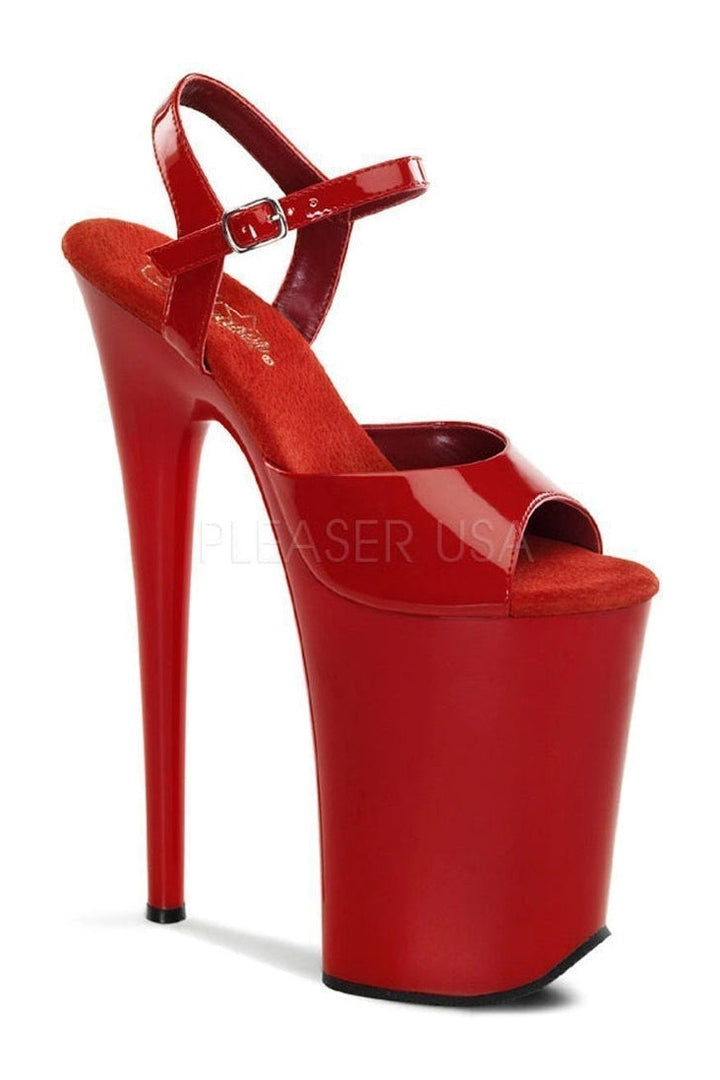 INFINITY-909 Platform Sandal | Red Patent-Pleaser-Red-Sandals-SEXYSHOES.COM