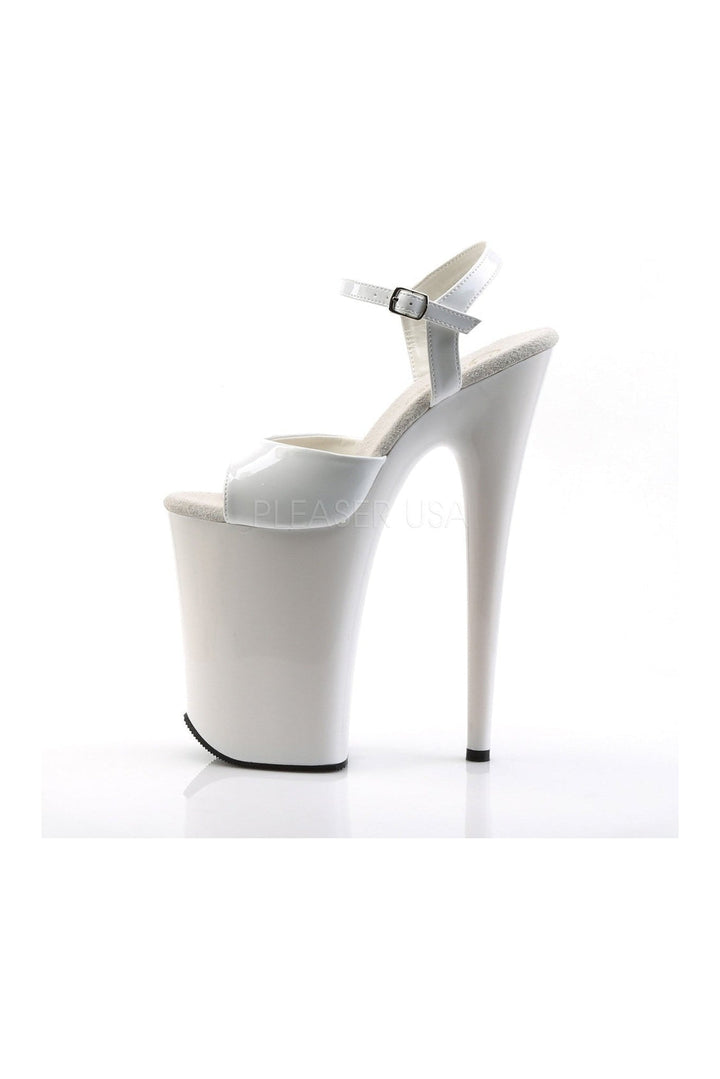 INFINITY-909 Platform Sandal | White Patent-Sandals- Stripper Shoes at SEXYSHOES.COM