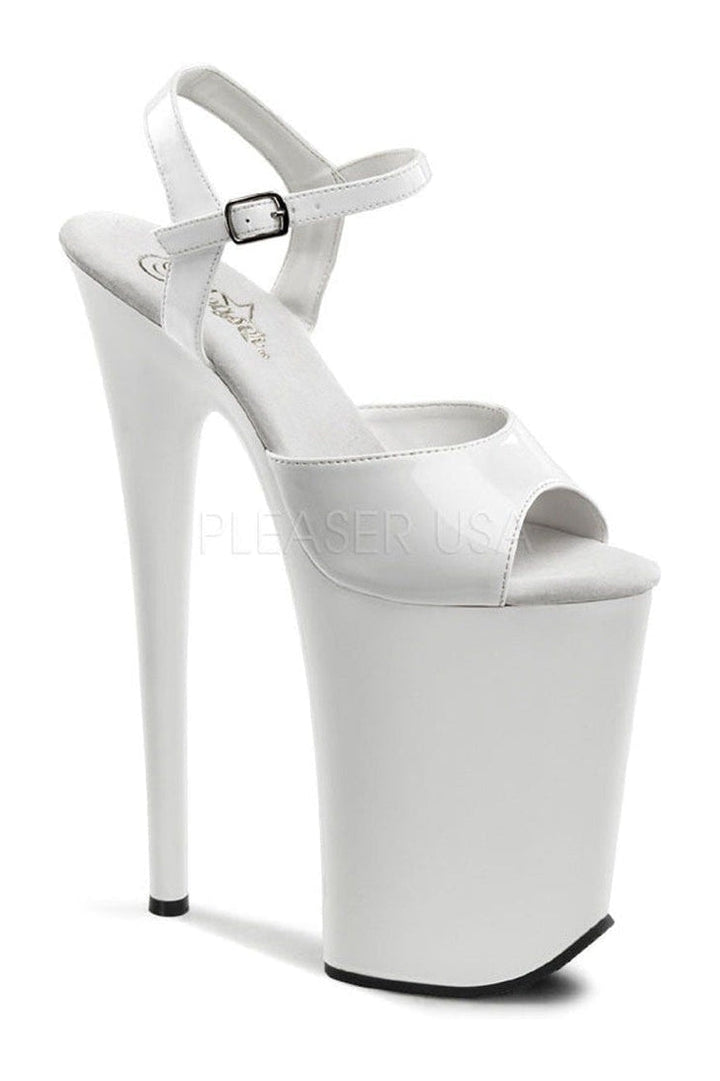 INFINITY-909 Platform Sandal | White Patent-Pleaser-White-Sandals-SEXYSHOES.COM