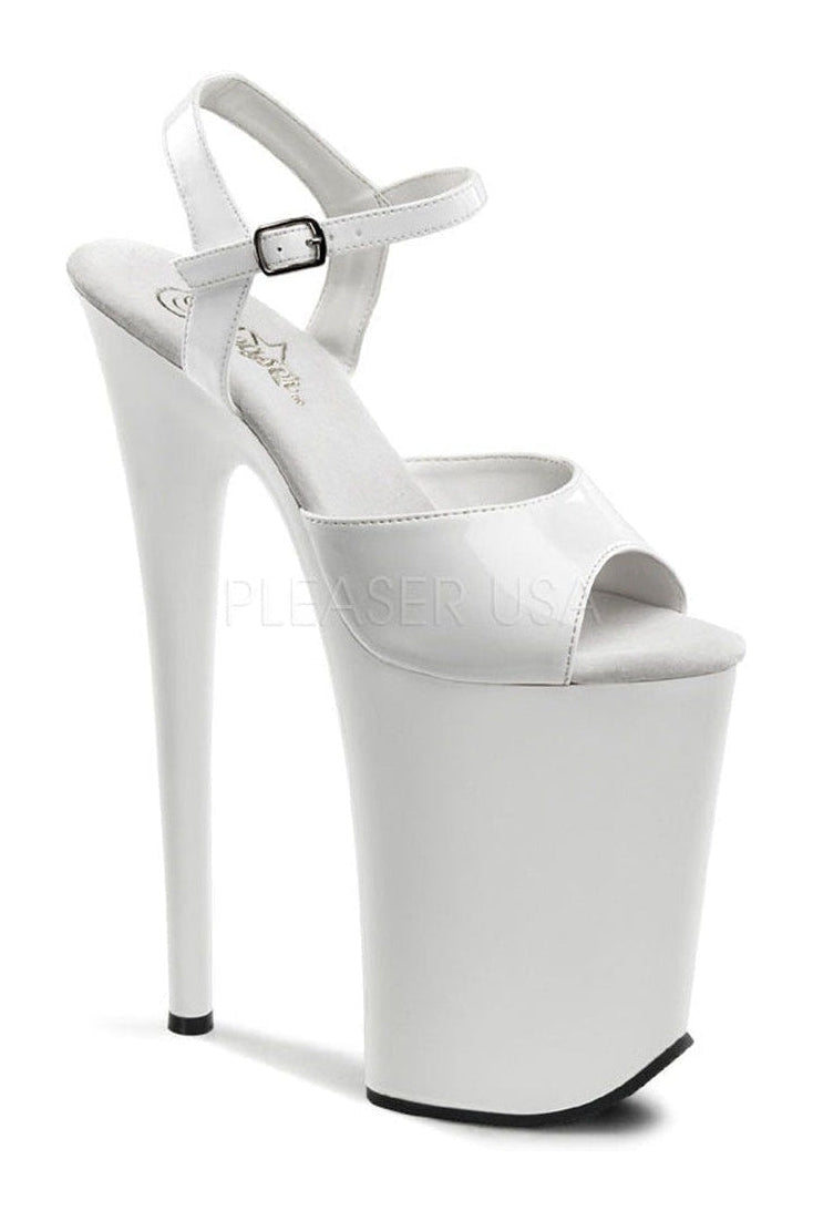 INFINITY-909 Platform Sandal | White Patent-Sandals- Stripper Shoes at SEXYSHOES.COM