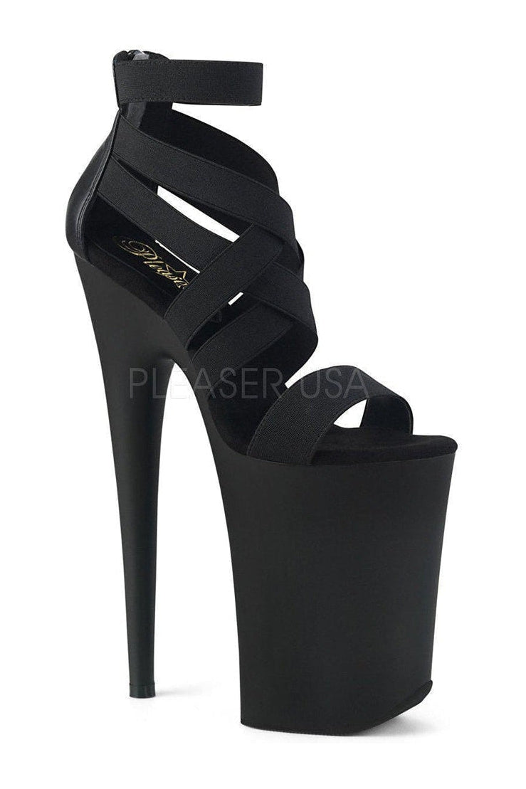 INFINITY-969 Platform Sandal | Black Lycra-Sandals- Stripper Shoes at SEXYSHOES.COM