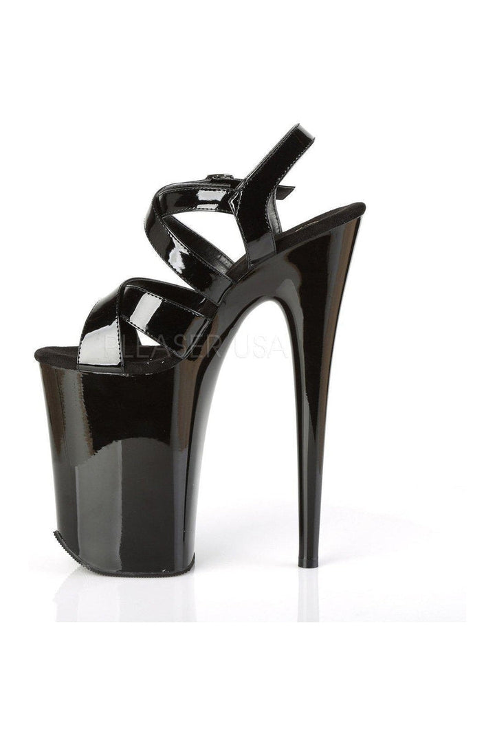 INFINITY-997 Platform Sandals | Black Patent-Pleaser-Sandals-SEXYSHOES.COM