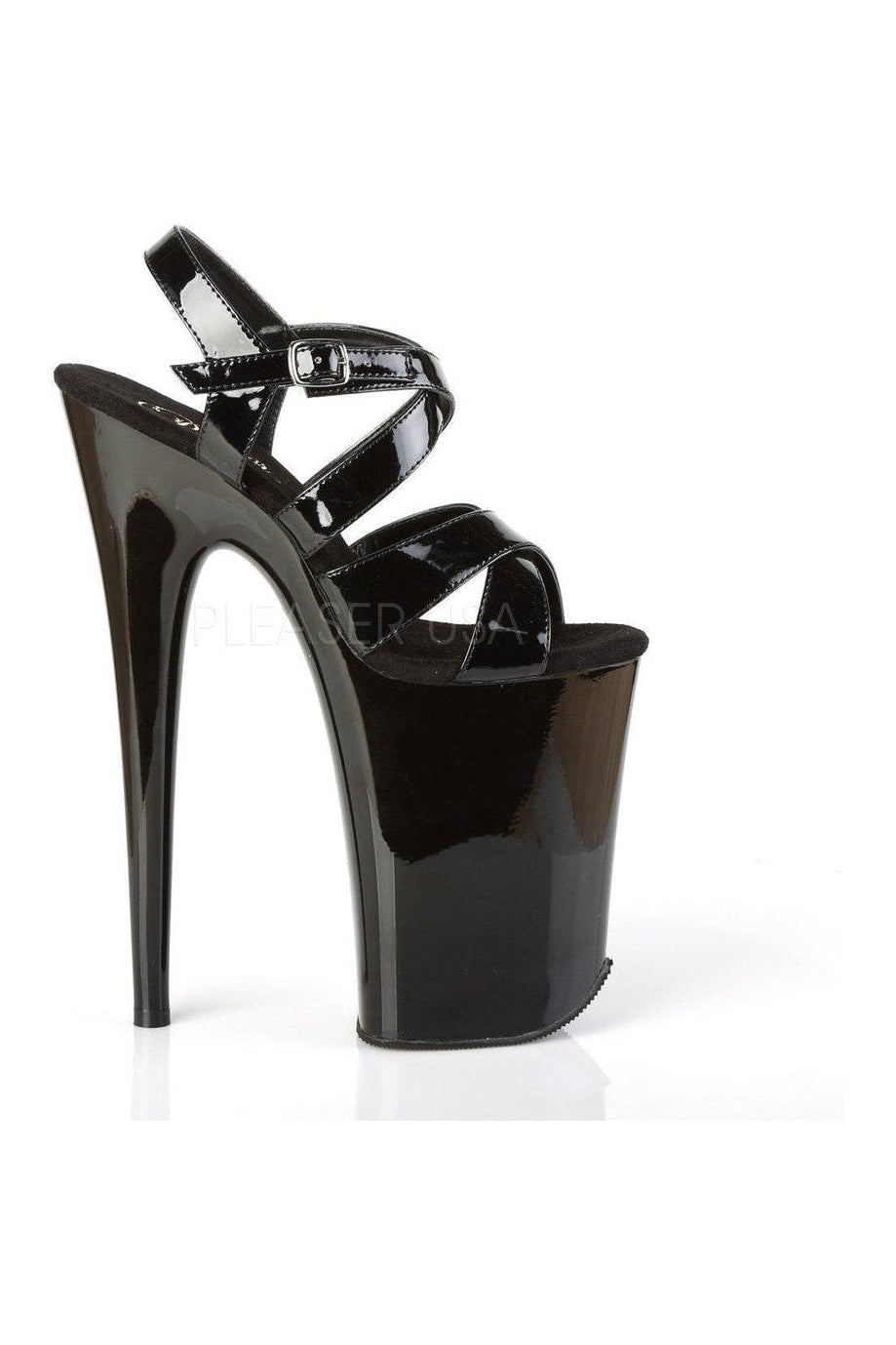 INFINITY-997 Platform Sandals | Black Patent-Sandals- Stripper Shoes at SEXYSHOES.COM