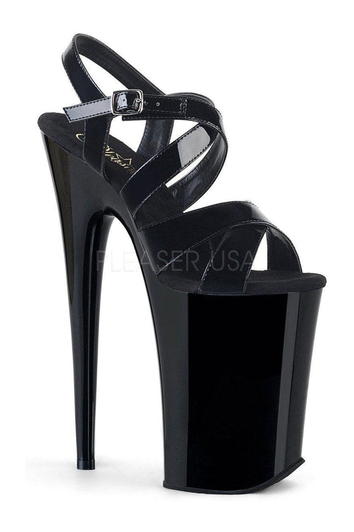 INFINITY-997 Platform Sandals | Black Patent-Pleaser-Black-Sandals-SEXYSHOES.COM