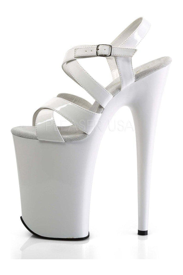 Pleaser INFINITY-997 Platform Sandals in White Patent