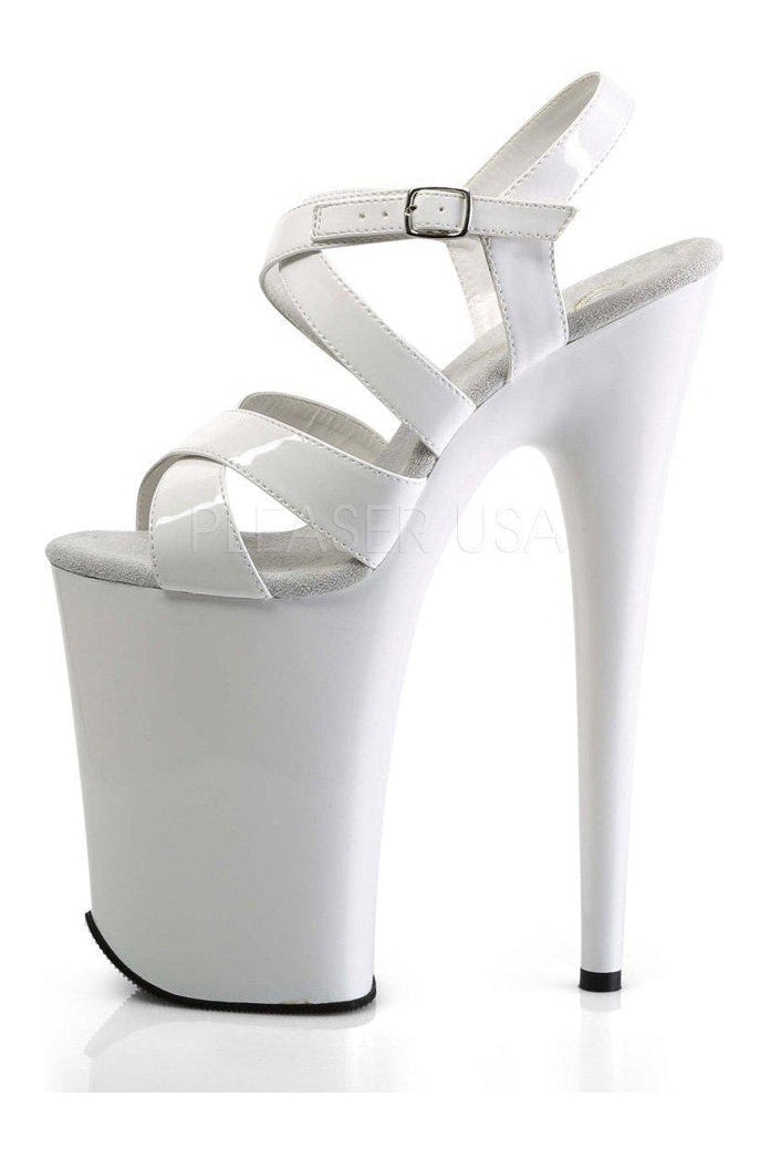 INFINITY-997 Platform Sandals | White Patent-Sandals- Stripper Shoes at SEXYSHOES.COM