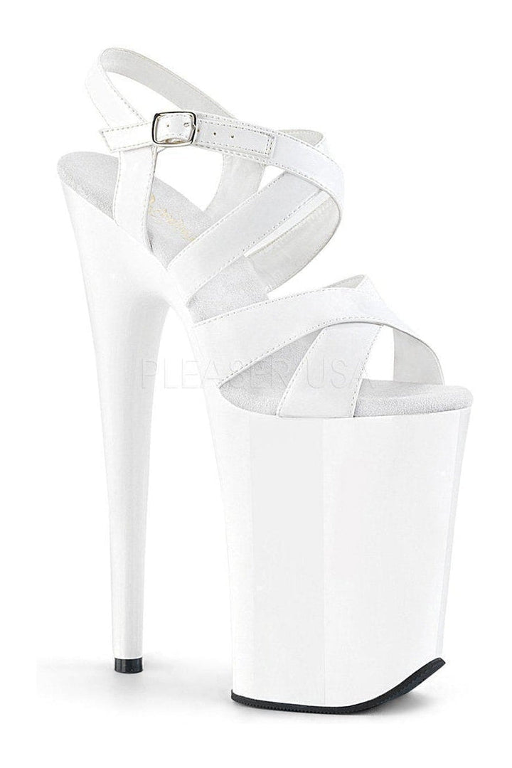 INFINITY-997 Platform Sandals | White Patent-Sandals- Stripper Shoes at SEXYSHOES.COM