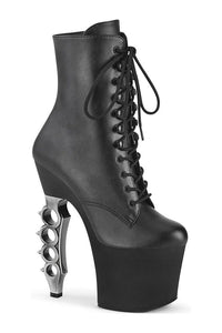 Pleaser IRONGRIP-1020 Ankle Boot in Black Faux Leather from SexyShoes.com