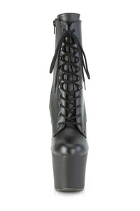 Pleaser IRONGRIP-1020 Ankle Boot in Black Faux Leather