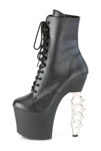 Pleaser IRONGRIP-1020 Ankle Boot in Black Faux Leather