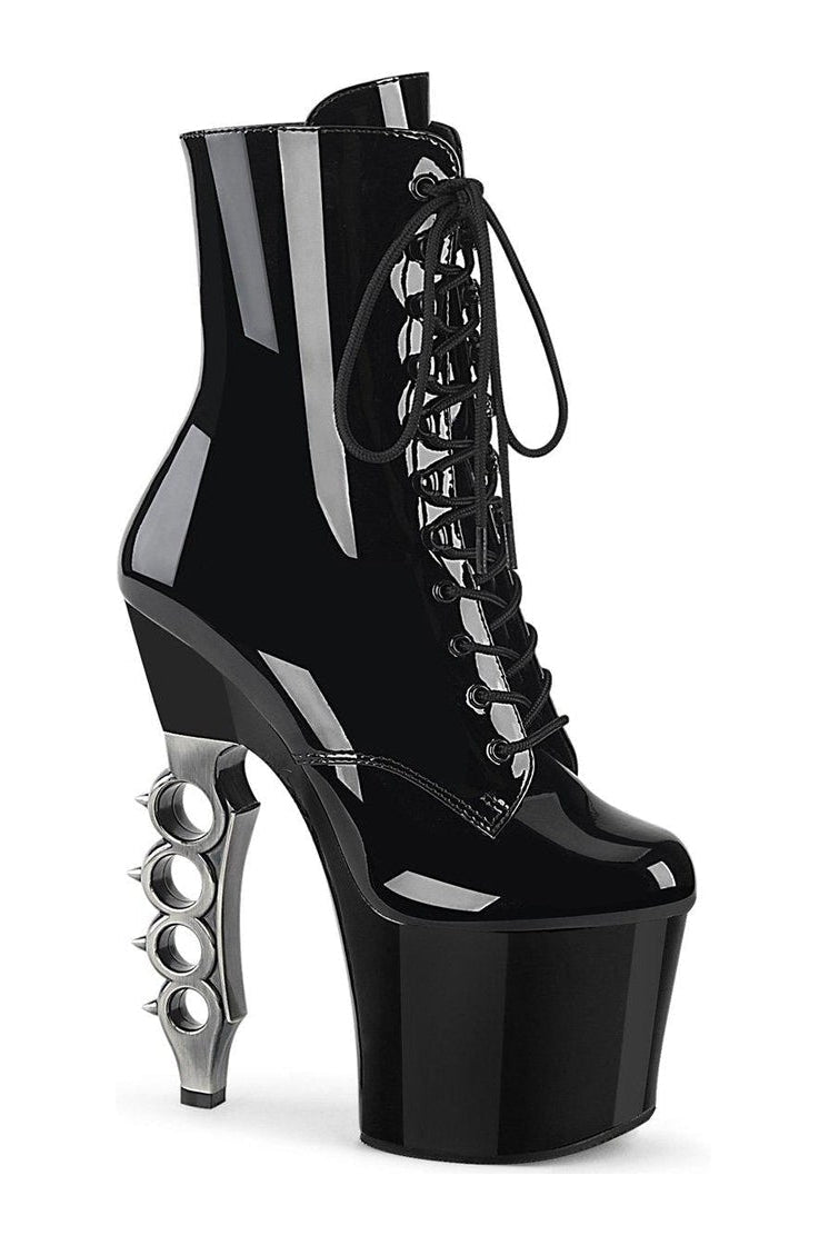 Pleaser IRONGRIP-1020 Ankle Boot in Black Patent from SexyShoes.com