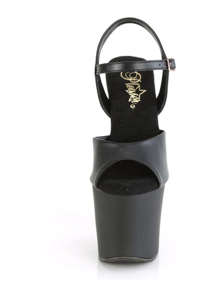 IRONGRIP-709 Sandal | Black Faux Leather-Sandals-Pleaser-SEXYSHOES.COM