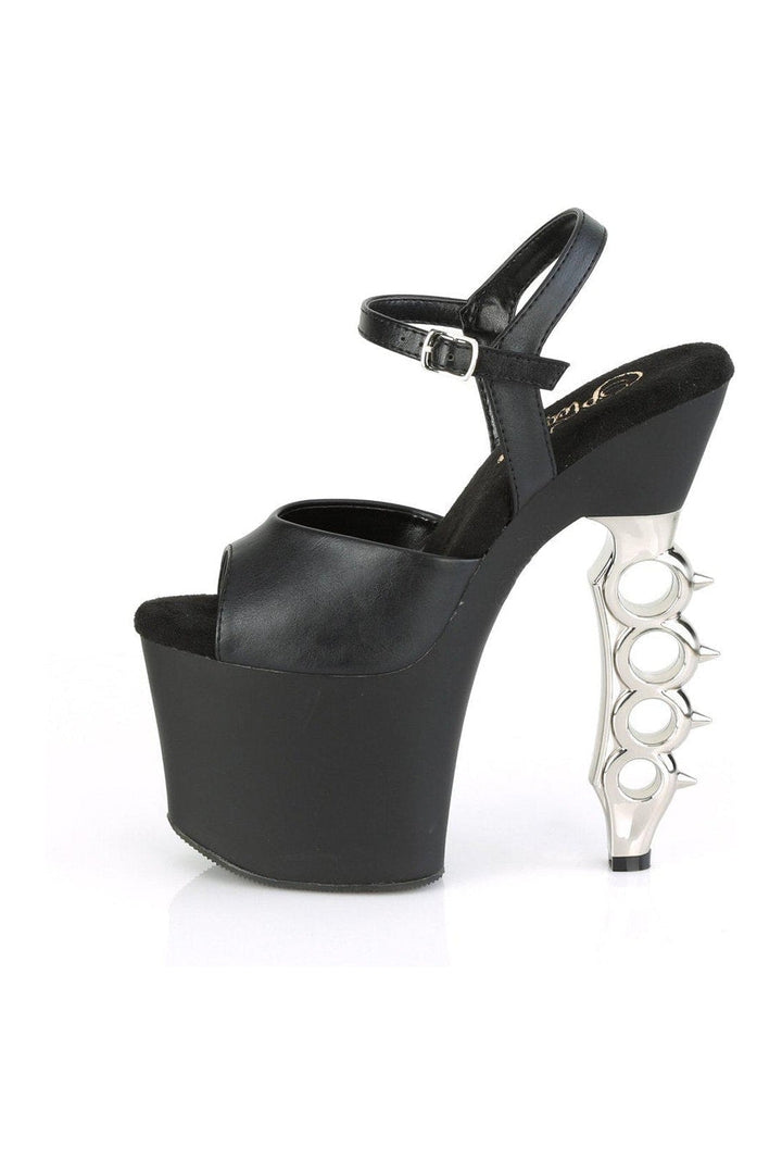 IRONGRIP-709 Sandal | Black Faux Leather-Sandals-Pleaser-SEXYSHOES.COM