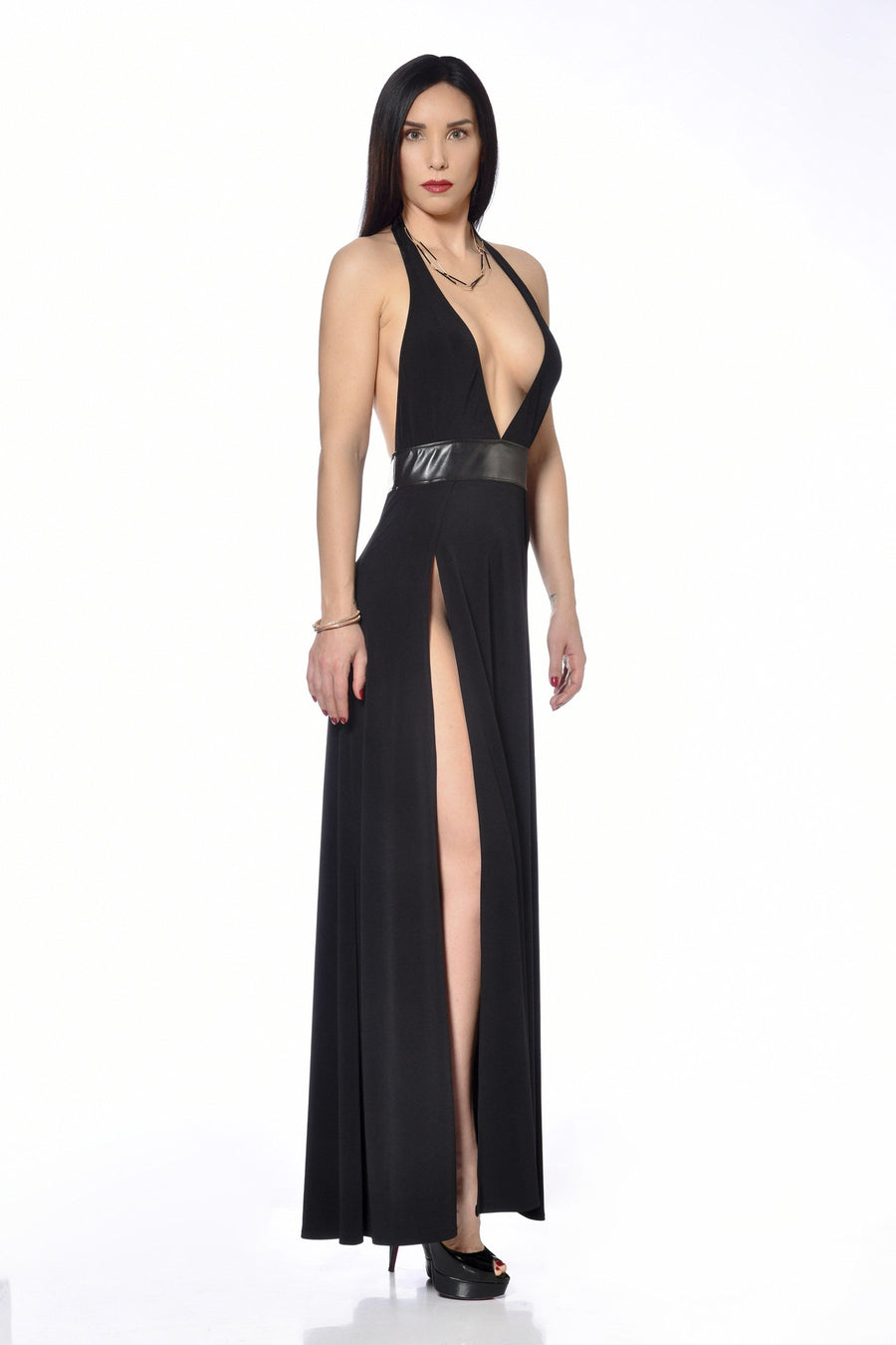 Les P'Tites Folies Isabella Long Lycra Dress in Black Lycra