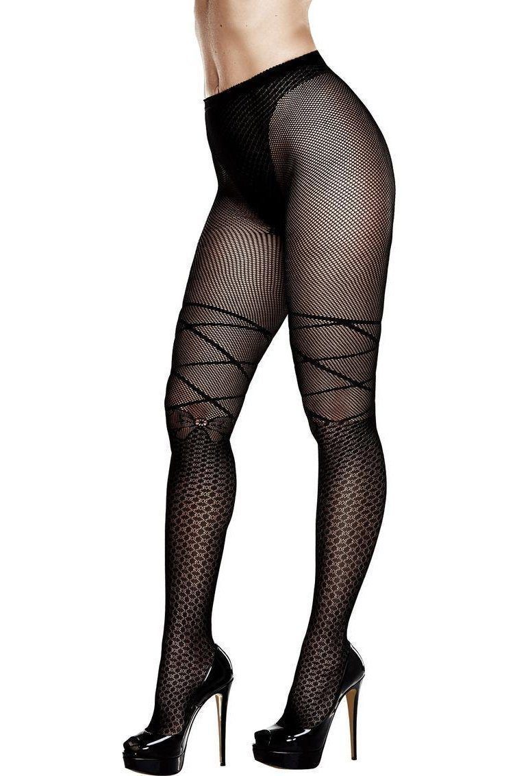 Baci Lingerie Jacquard Pantyhose in Black  from SexyShoes.com