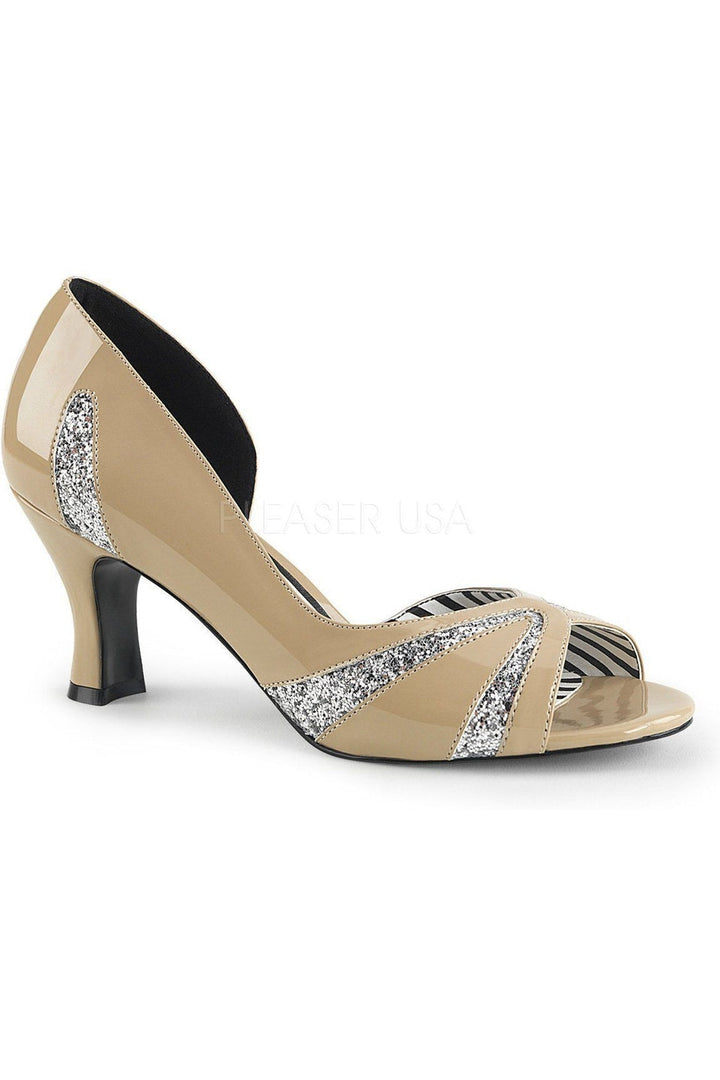 JENNA-03 Pump | Bone Glitter-Pleaser Pink Label-Bone-D'Orsays-SEXYSHOES.COM