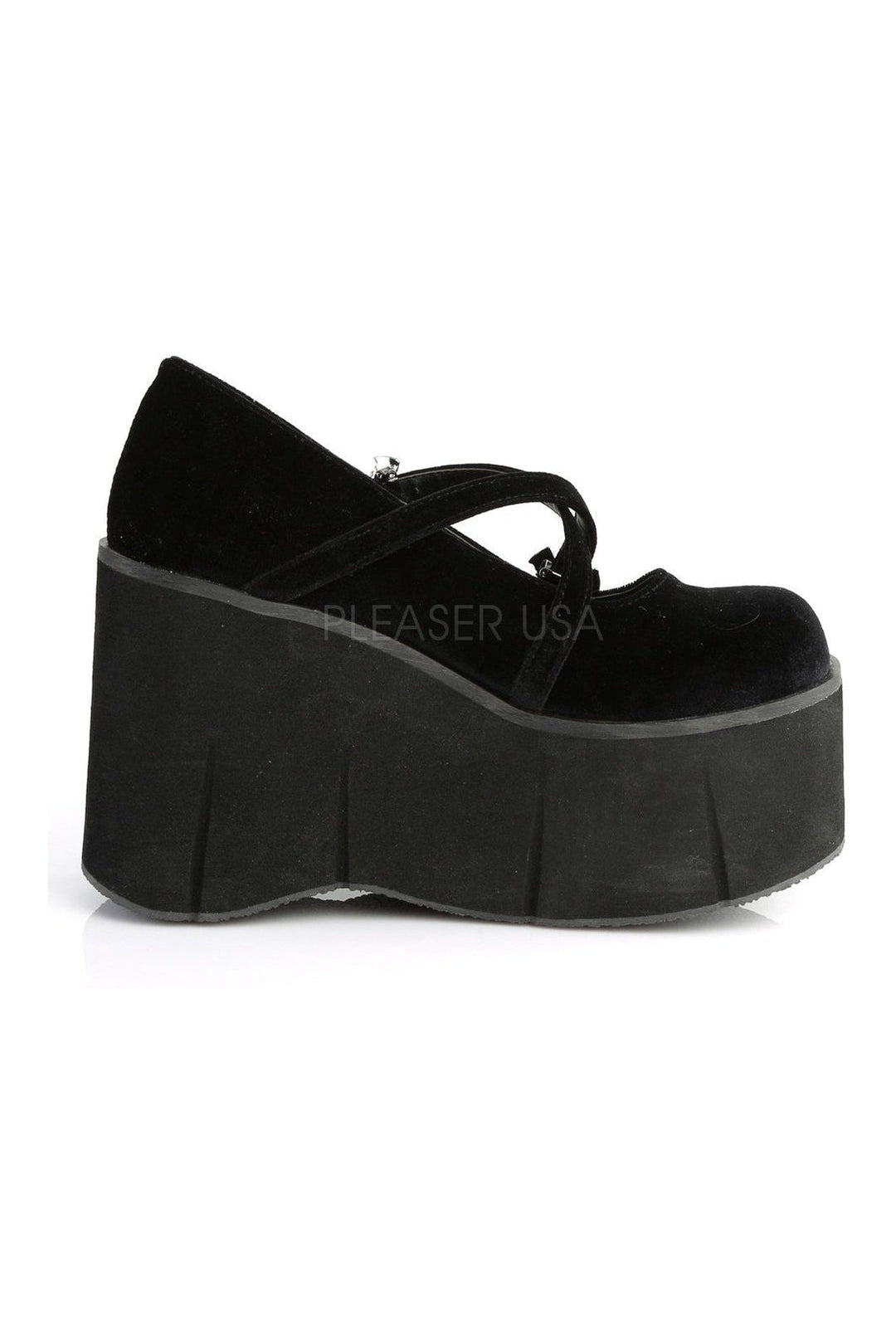 KERA-10 Demonia Shoe | Black Velvet-Demonia-Mary Janes-SEXYSHOES.COM