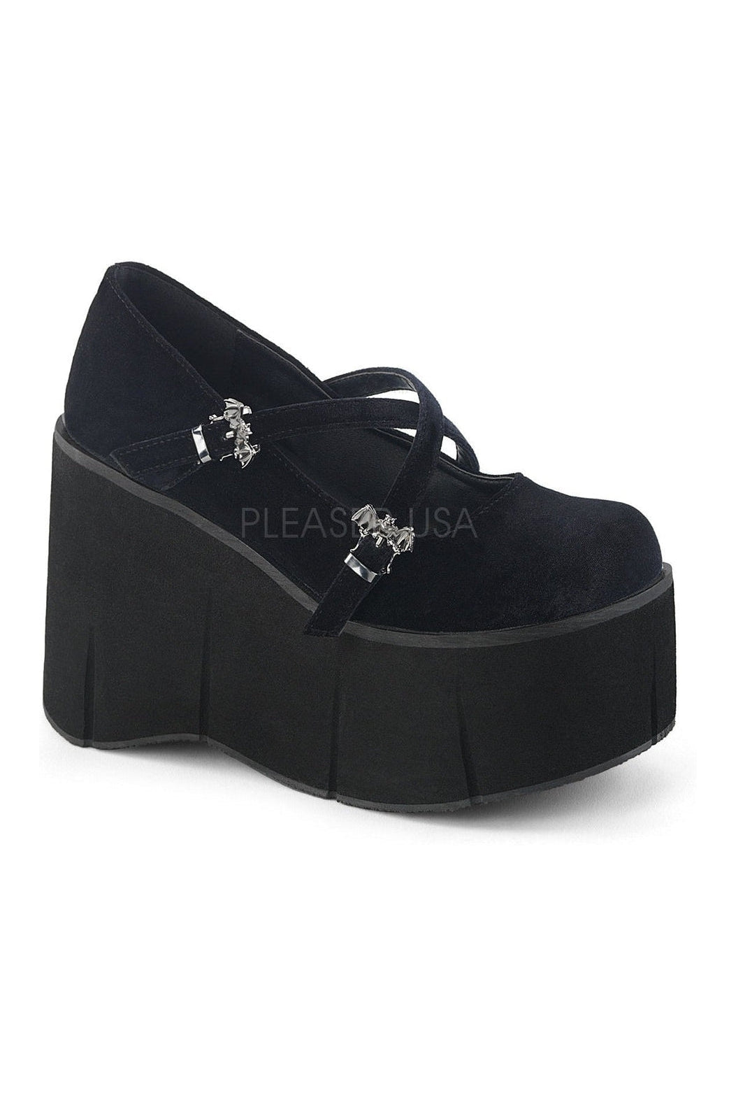 KERA-10 Demonia Shoe | Black Velvet-Demonia-Black-Mary Janes-SEXYSHOES.COM