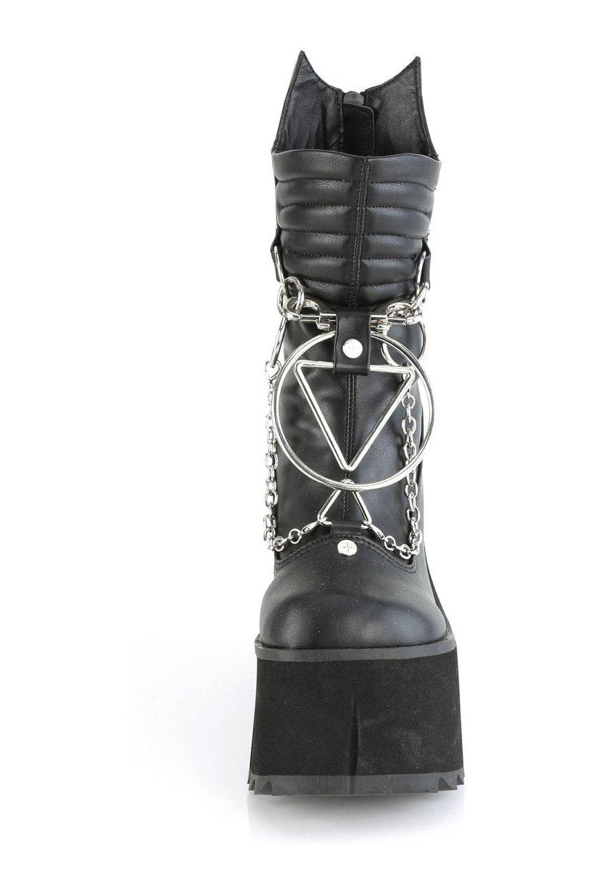 KERA-130 Knee Boot | Black Faux Leather-Knee Boots-Demonia-SEXYSHOES.COM