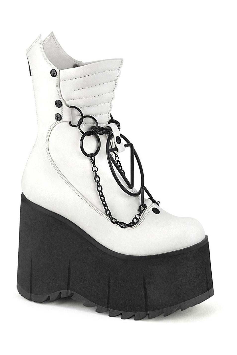 KERA-130 Knee Boot | White Faux Leather-Knee Boots-Demonia-SEXYSHOES.COM