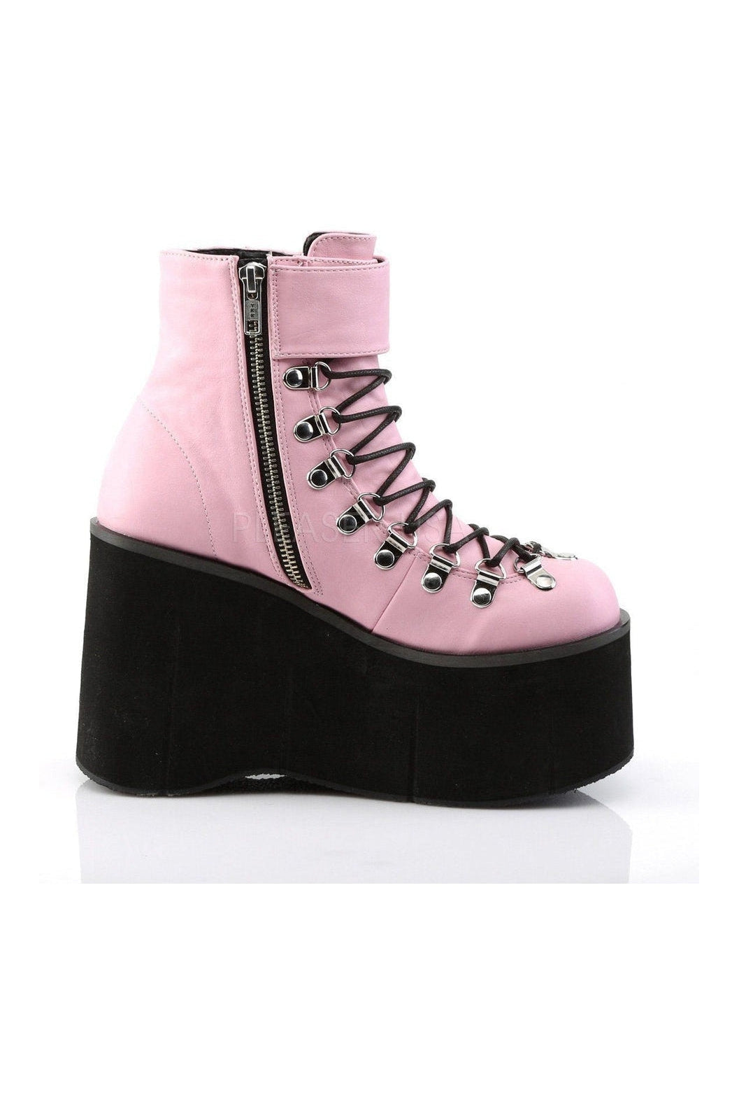 KERA-21 Demonia Ankle Boot | Pink Faux Leather-Demonia-Ankle Boots-SEXYSHOES.COM
