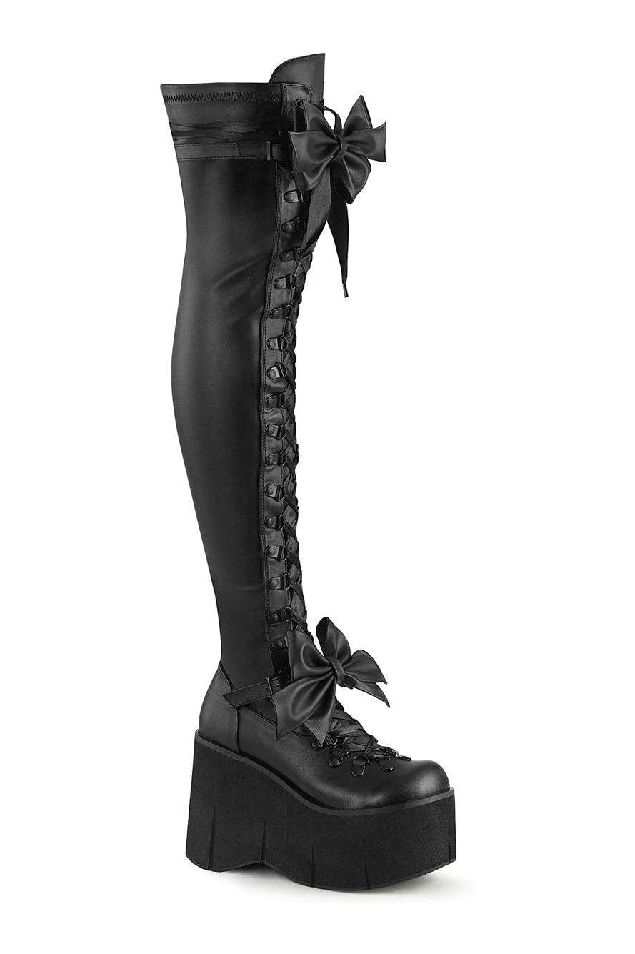 KERA-303 Thigh Boot | Black Faux Leather-Thigh Boots-Demonia-SEXYSHOES.COM