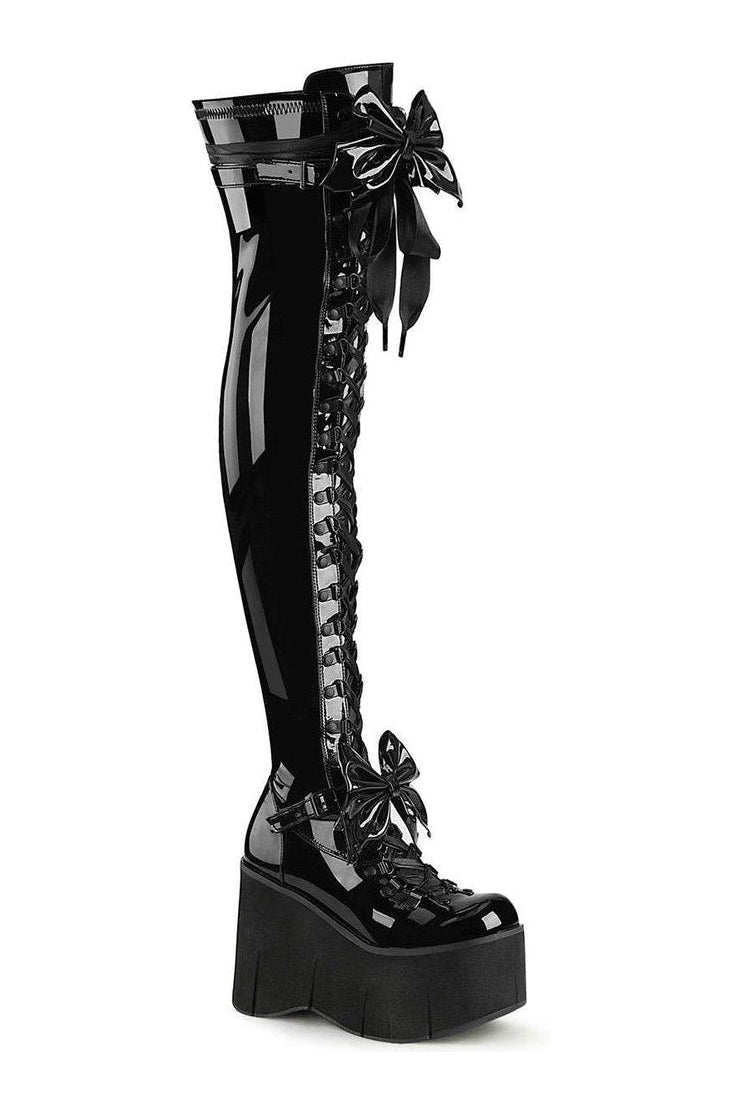 KERA-303 Thigh Boot | Black Patent-Thigh Boots-Demonia-SEXYSHOES.COM
