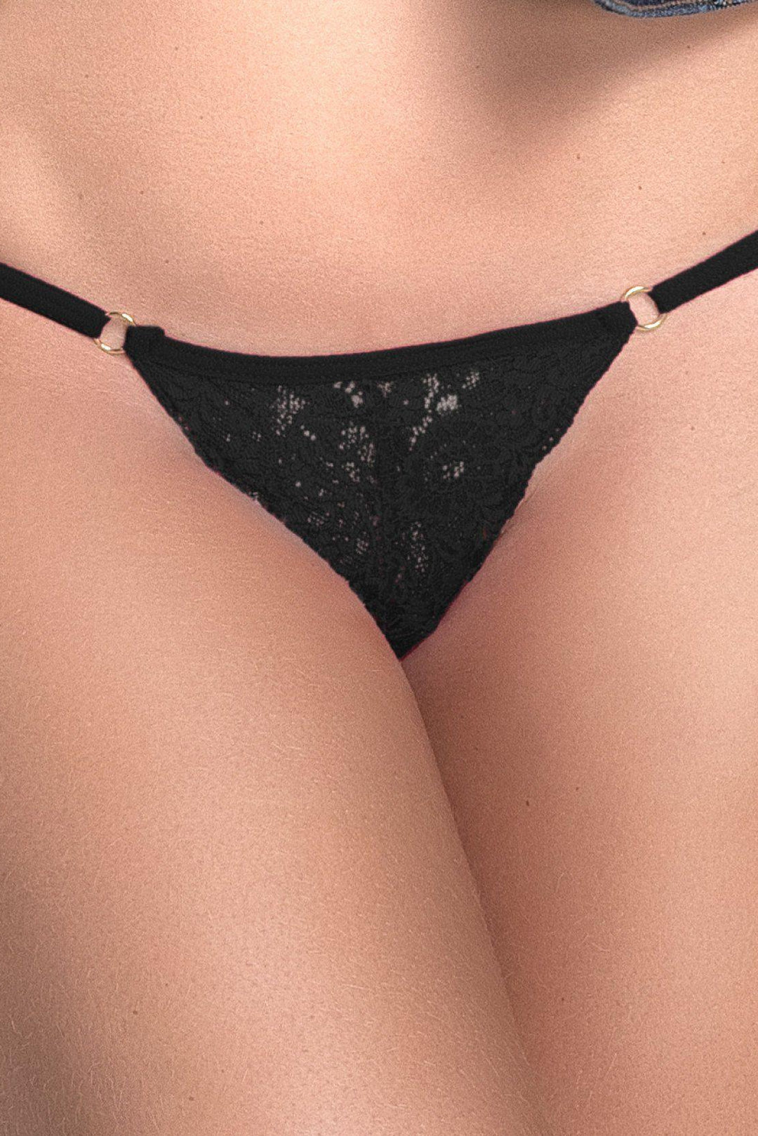 Mapale Keyhole Lace Thong in Black  from SexyShoes.com