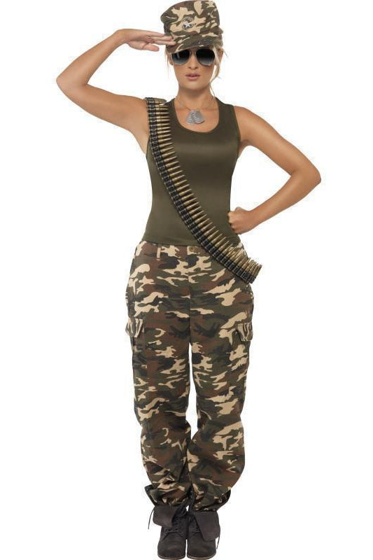 Khaki Camo Deluxe Costume, Female | Green-Fever-SEXYSHOES.COM