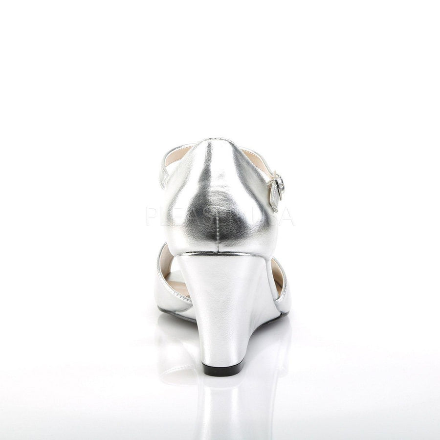 KIMBERLY-05 Wedge | Silver Faux Leather-Pleaser Pink Label-Wedges-SEXYSHOES.COM