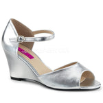 SS-KIMBERLY-05 Wedge | Silver Faux Leather