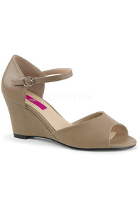 Pleaser Pink Label KIMBERLY-05 Wedge in Taupe Faux Leather from SexyShoes.com