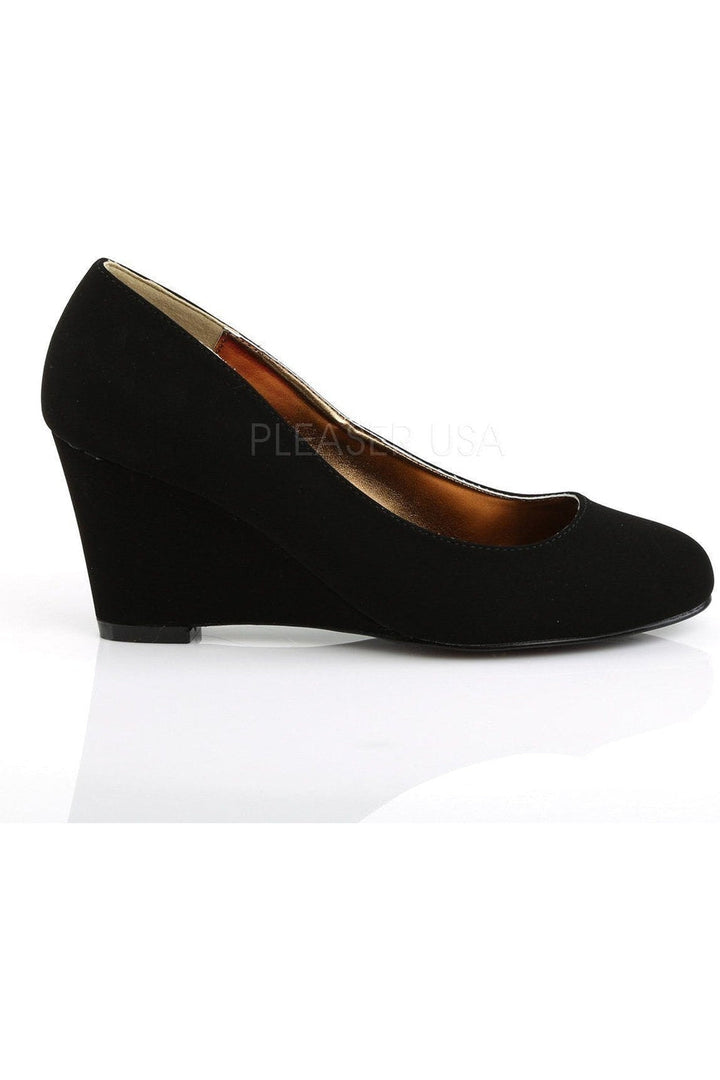 KIMBERLY-08 Wedge | Black Faux Leather-Pleaser Pink Label-Wedges-SEXYSHOES.COM