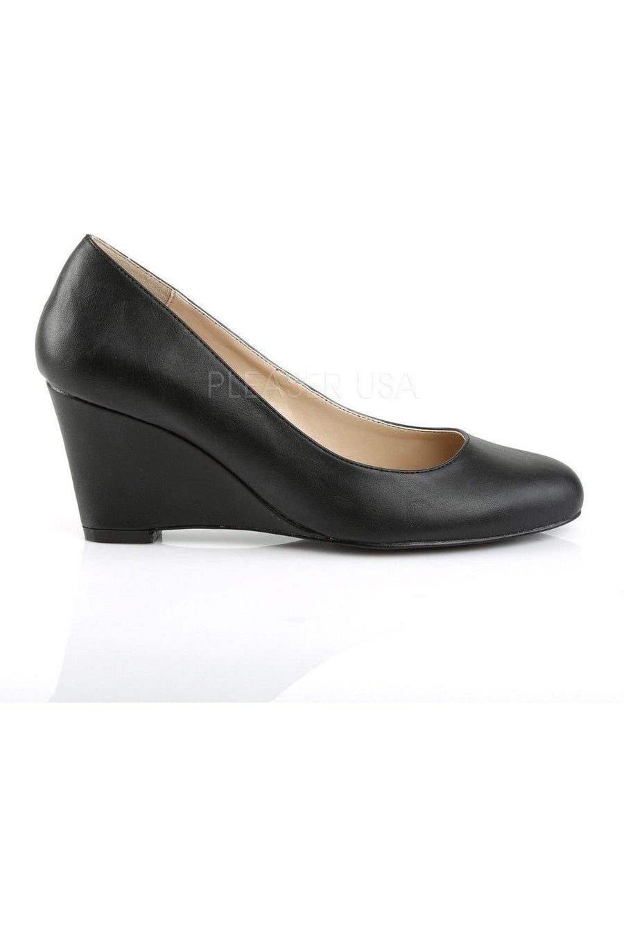 Pleaser Pink Label KIMBERLY-08 Wedge in Black Faux Leather