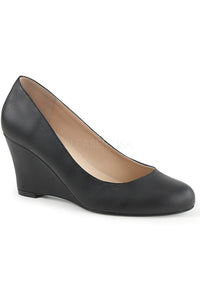 Pleaser Pink Label KIMBERLY-08 Wedge in Black Faux Leather from SexyShoes.com