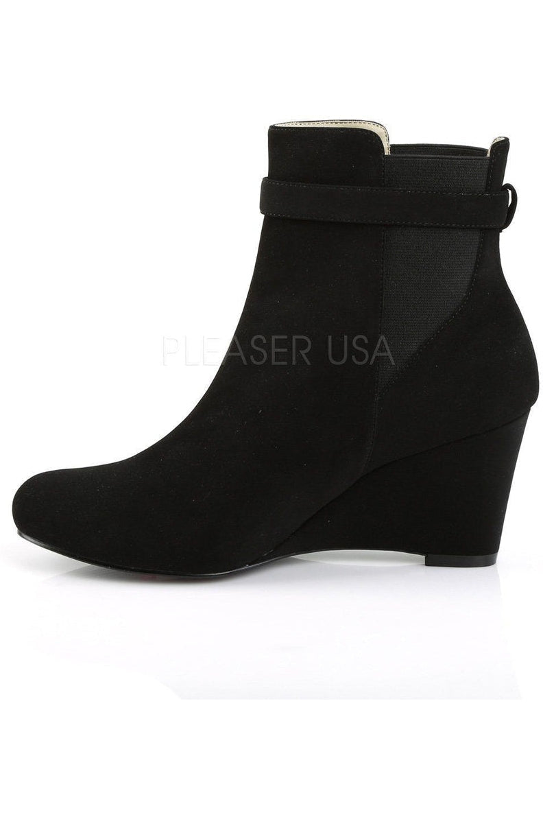 Pleaser Pink Label KIMBERLY-102 Ankle Boot in Black Faux Leather