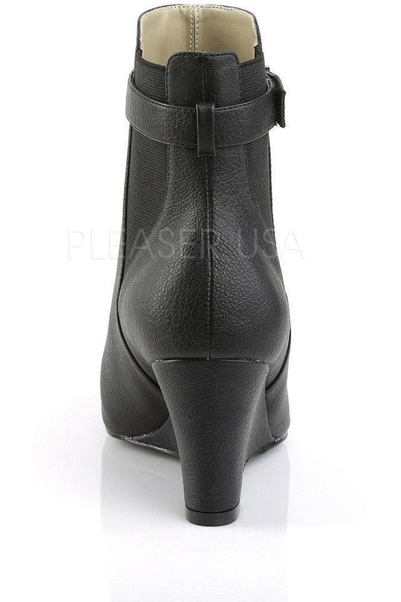 Pleaser Pink Label KIMBERLY-102 Ankle Boot in Black Faux Leather