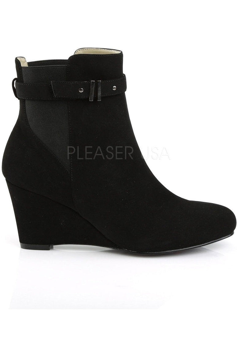 Pleaser Pink Label KIMBERLY-102 Ankle Boot in Black Faux Leather