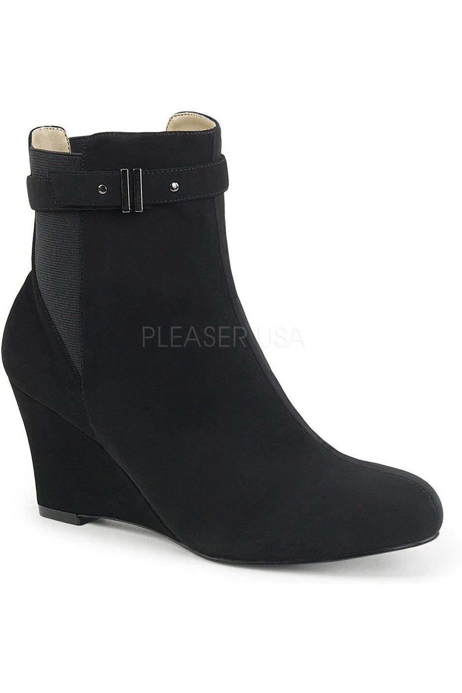 Pleaser Pink Label KIMBERLY-102 Ankle Boot in Black Faux Leather from SexyShoes.com