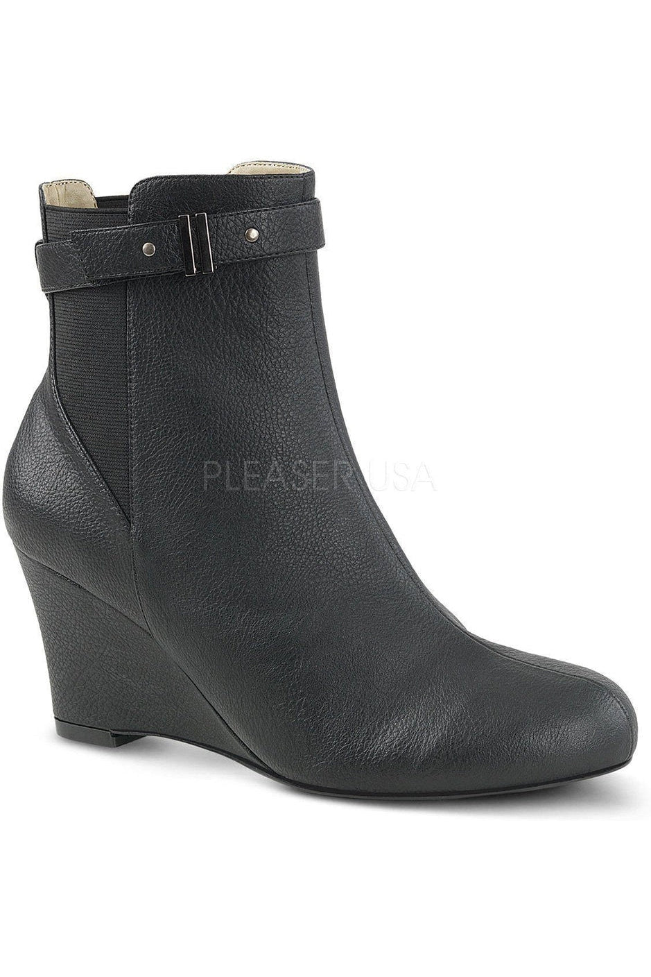 Pleaser Pink Label KIMBERLY-102 Ankle Boot in Black Faux Leather from SexyShoes.com