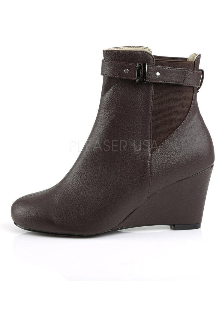 KIMBERLY-102 Ankle Boot | Brown Faux Leather-Pleaser Pink Label-Ankle Boots-SEXYSHOES.COM