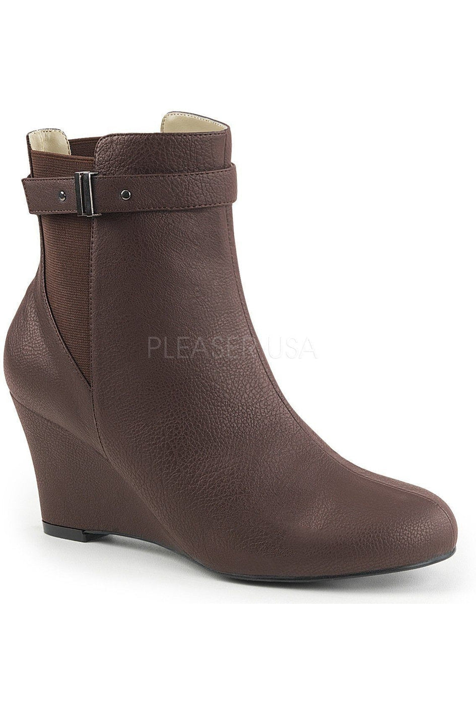 KIMBERLY-102 Ankle Boot | Brown Faux Leather-Pleaser Pink Label-Brown-Ankle Boots-SEXYSHOES.COM