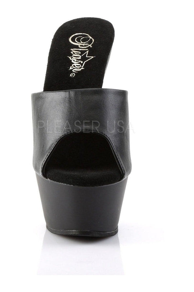 KISS-201 Platform Sandal | Black Faux Leather-Pleaser-Slides-SEXYSHOES.COM