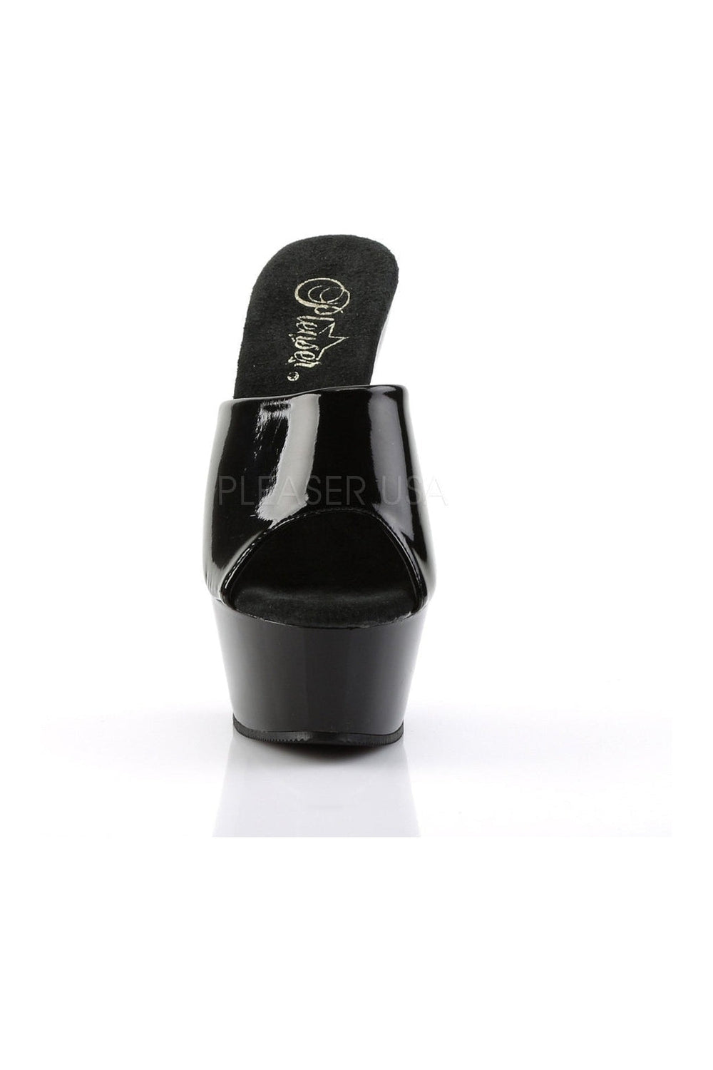 KISS-201 Platform Sandal | Black Patent-Pleaser-Slides-SEXYSHOES.COM