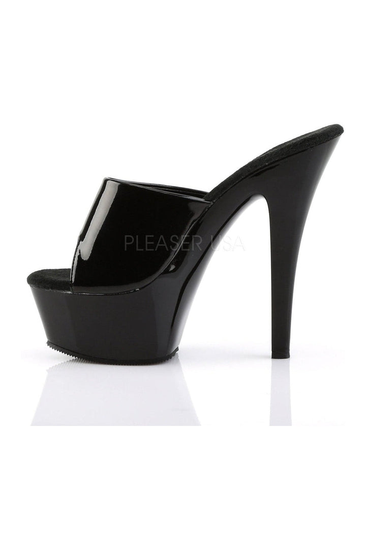 KISS-201 Platform Sandal | Black Patent-Pleaser-Slides-SEXYSHOES.COM