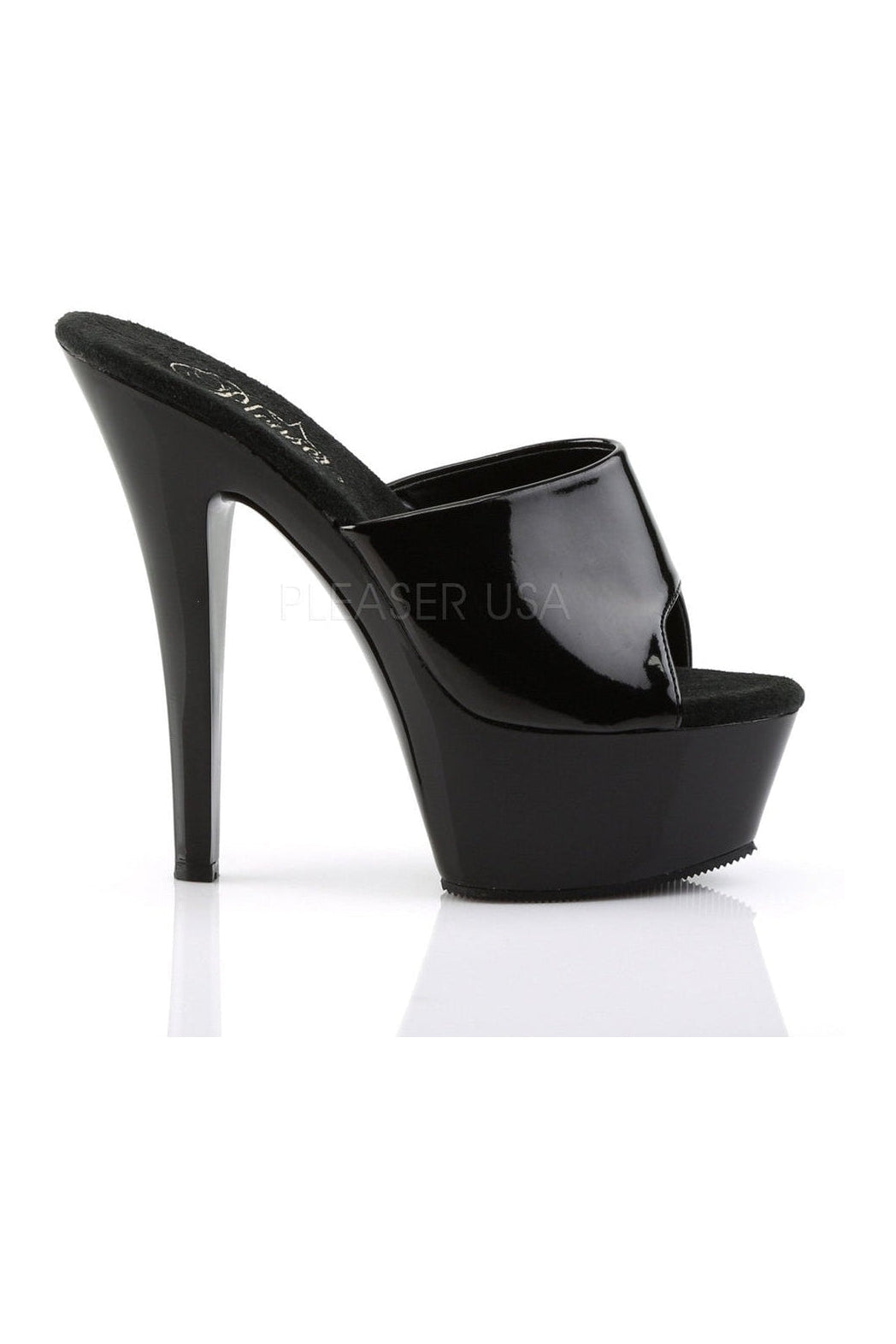 KISS-201 Platform Sandal | Black Patent-Pleaser-Slides-SEXYSHOES.COM