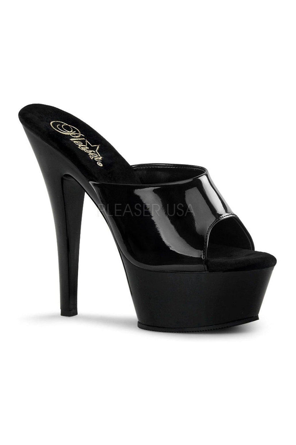 KISS-201 Platform Sandal | Black Patent-Pleaser-Black-Slides-SEXYSHOES.COM